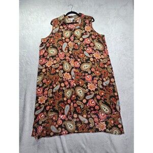 Spense Tunic Top 1x Sleeveless Button Up Hi Lo Long Paisley Multicolor Blouse